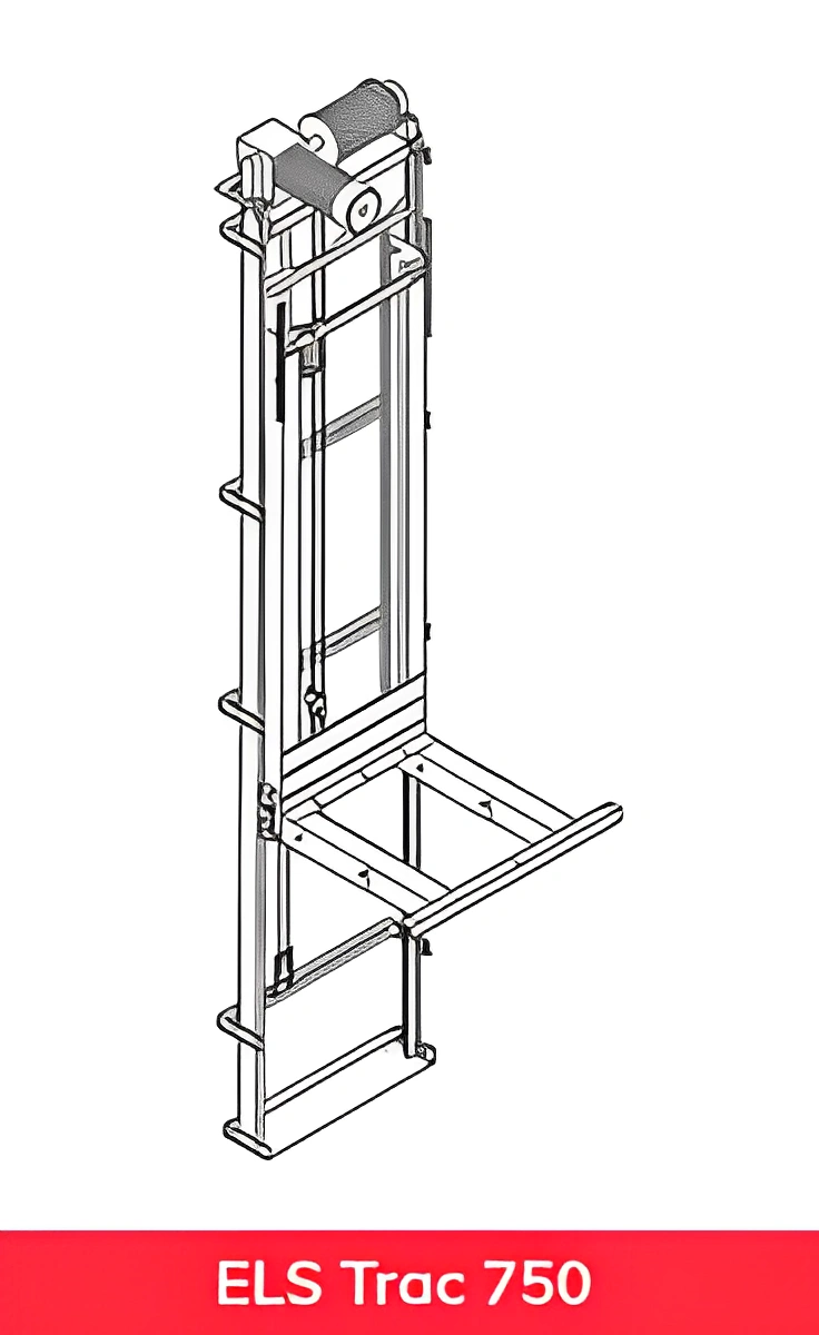 Elevator shaft illustration with lifting mechanism.