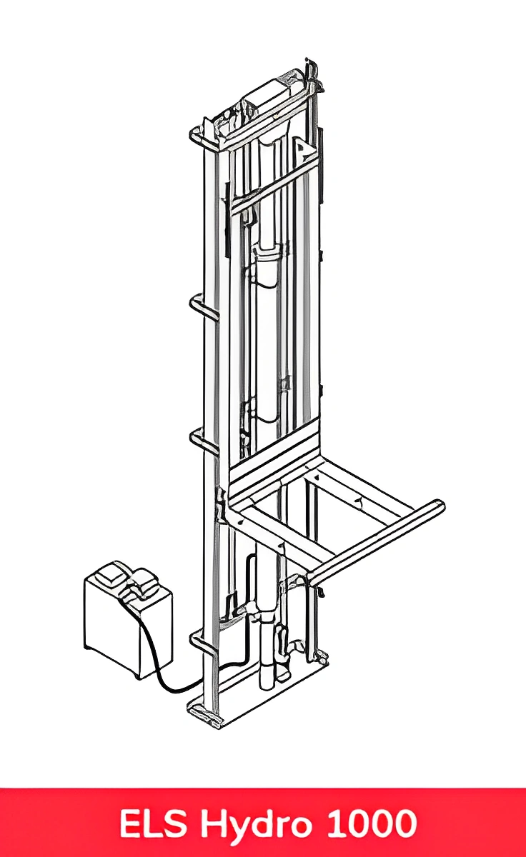 Hydraulic lift diagram with labeled components.